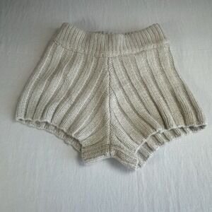 NWT Blank NYC Womens Shorts Wool Blend Ribbed High Waist Size XS Loose Fit Beige
